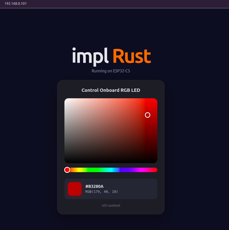 Control ESP32-C5 Onboard RGB LED via Wi-Fi with Rust
